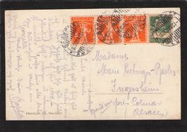 Genf - Calmar (Kanada) 3er Streifen Tellbueb SBK Nr.152,1922