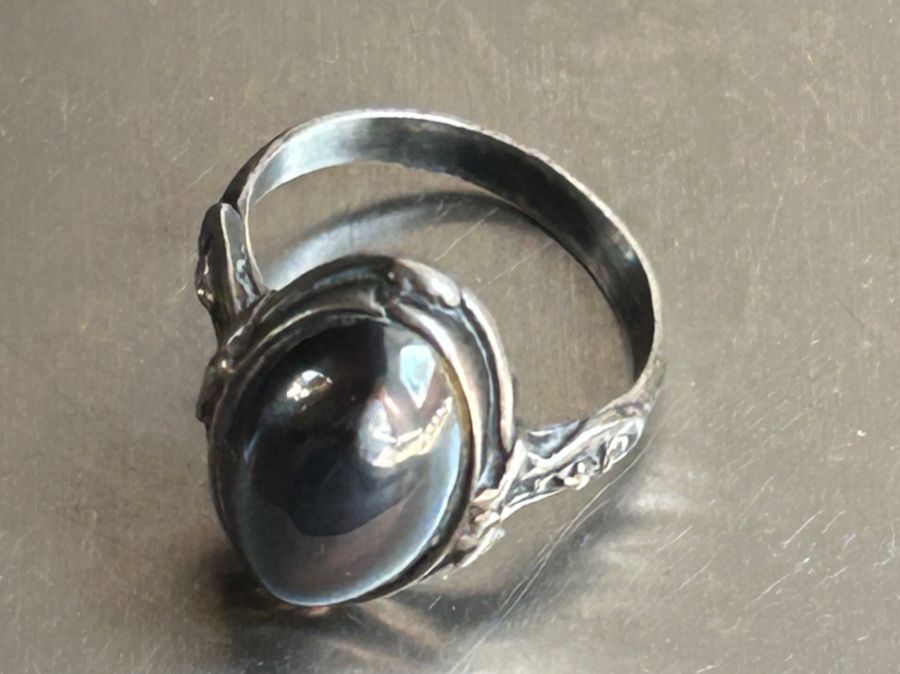 Anelli: Vintage Silber Ring mit Hämatit Stein (54) – Usato da Laufen venduto da Bellebellezza 8