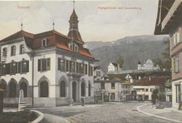Sarnen OW Post Postgebäude und Landenberg ca. 1910