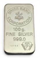 Silberbarren 100 g argent 999.0 Swiss Bank Corporation