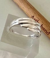 Vintage Silberring 925 · Wellen-Design · Gr. 60 Handarbeit