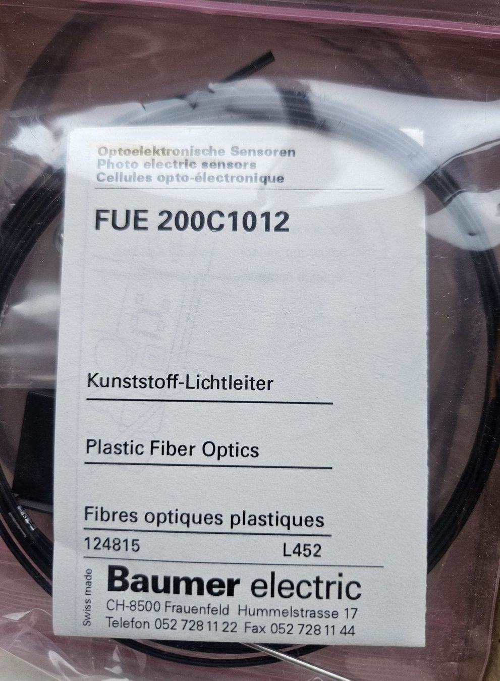 Elektronikbauteile: Baumer FUE 200C1012 Kunststoff-Lichtleiter original – Gebraucht aus Tübach von Schips_ag