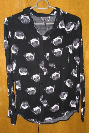 Hemd / Bluse mit Mops-/Hundemuster - Gothic, Emo, Punk