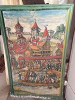Grosses antikes Leinwandbild Luzern auf Alu-Platte