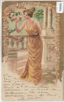 Bonne Annee - Junge modische Frau - Litho