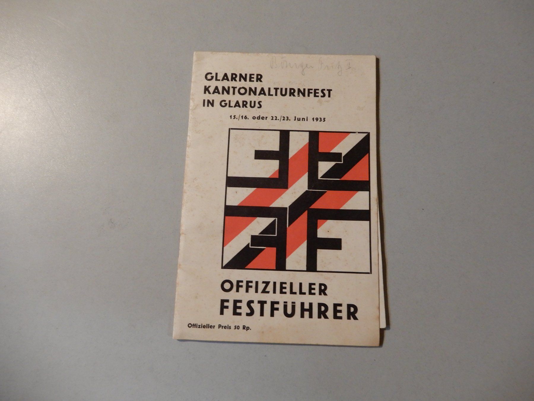 Dokumente: Glarner Kantonalturnfest 1935, Festführer – Gebraucht aus Erstfeld von Mario_boe0