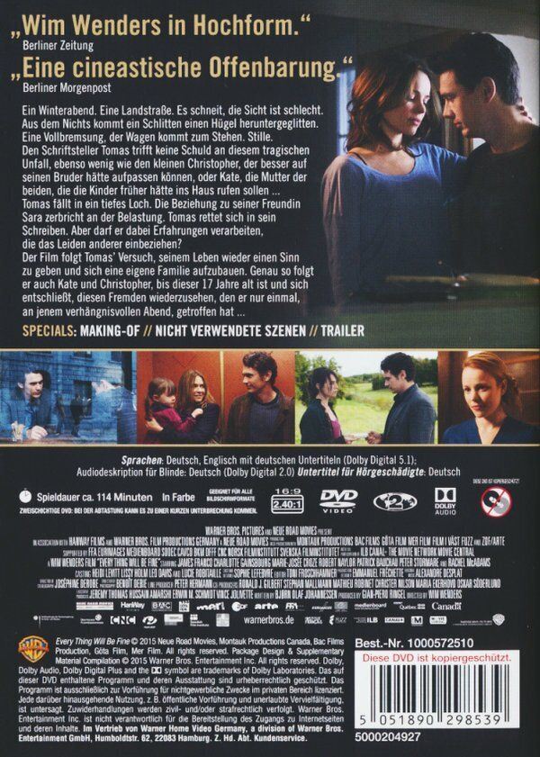 Every Thing Will Be Fine DVD vergriffen von Wim Wenders (Gebraucht