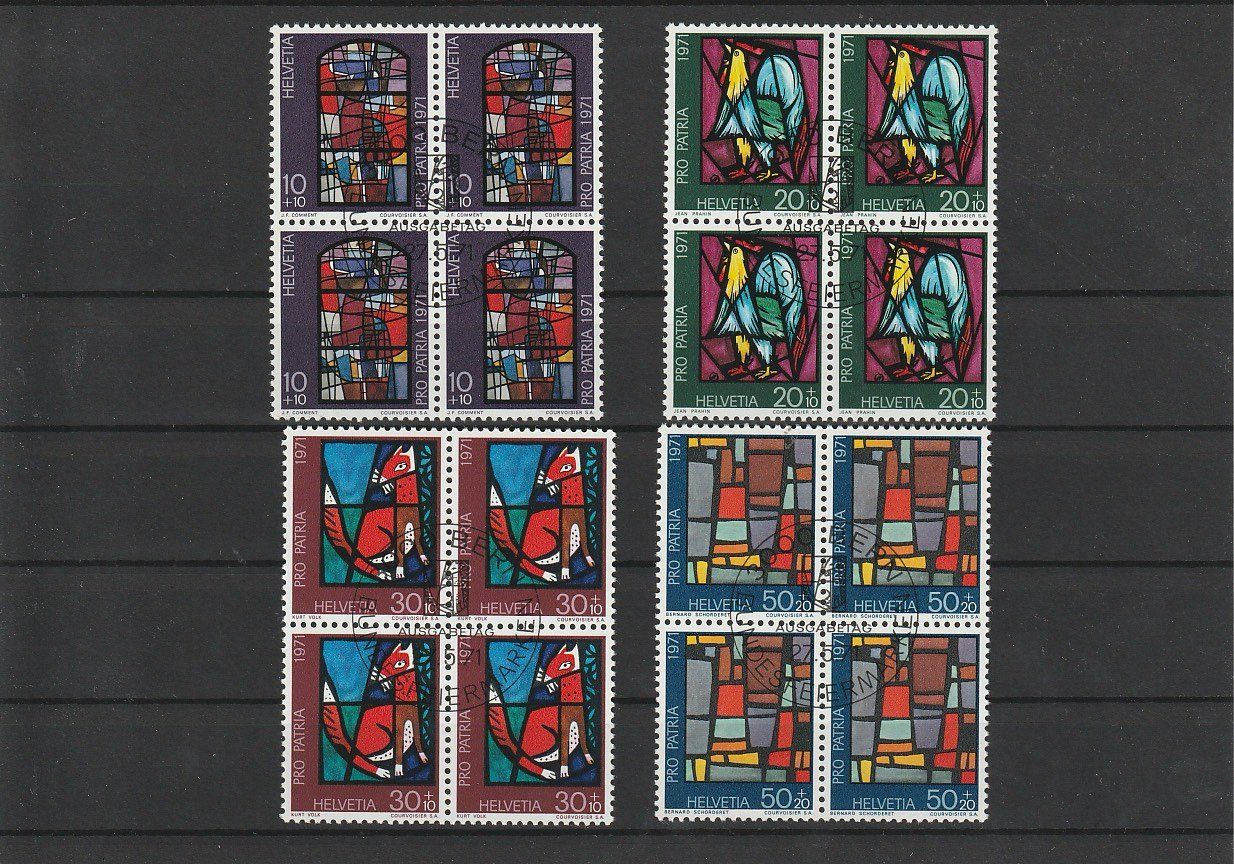 Tutti i francobolli: Pro Patria Satz, Viererblöcke ET, 1971 – Usato da Zürich venduto da 1BJM5