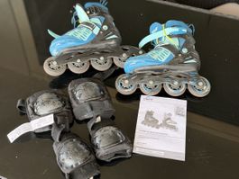 Inlineskates Jugend mit Protektoren