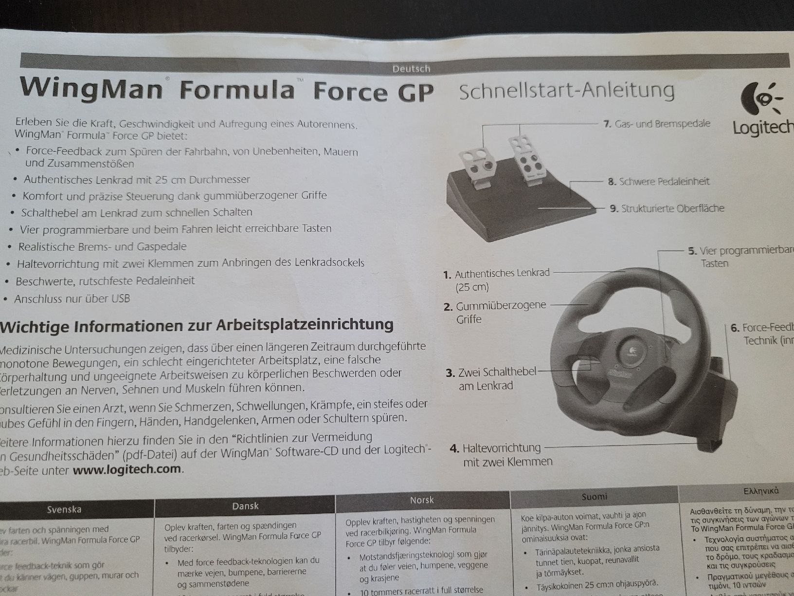 Logitech Controller: Logitech WingMan Formula Force GP - PC Gaming Lenkrad – Usato da Neuenegg venduto da transformer02 6