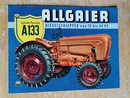 Litho Traktoren Prospekt / ALLGAIER A133 Ausgabe 1954