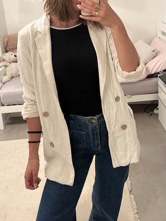 Blazer en lin élégant blanc beige