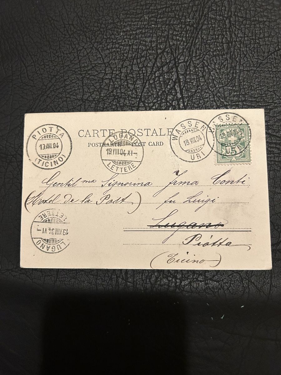 Cartoline postali: Das Reusstal bei Wassen Gotthard Bahn 1904 – Usato da Breganzona venduto da Milesbo 1