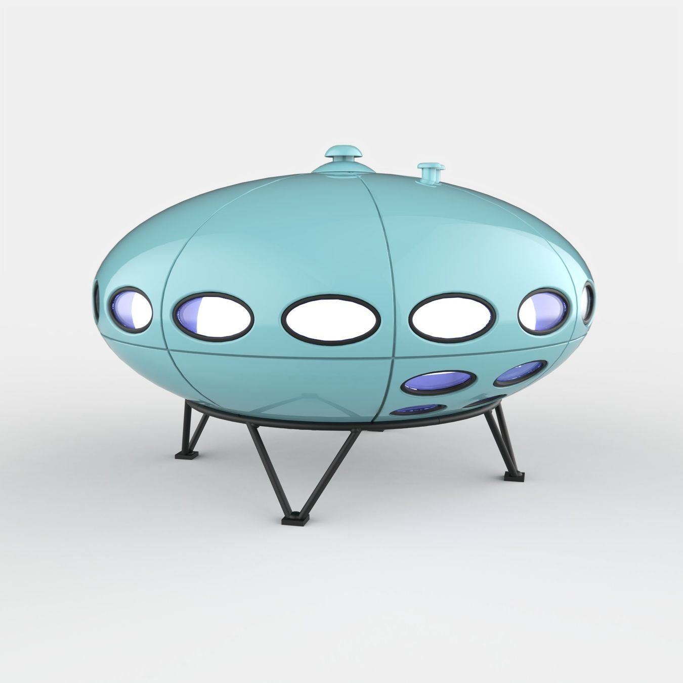 Lampade: Wololow  Space Age UFO Lampe Hellblau – Nuovo e nell'imballaggio originale da Zürich venduto da re.naissance