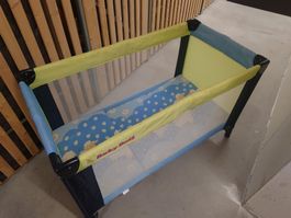Reisebett Baby Butt mit Matratze und Tasche blau/gelb