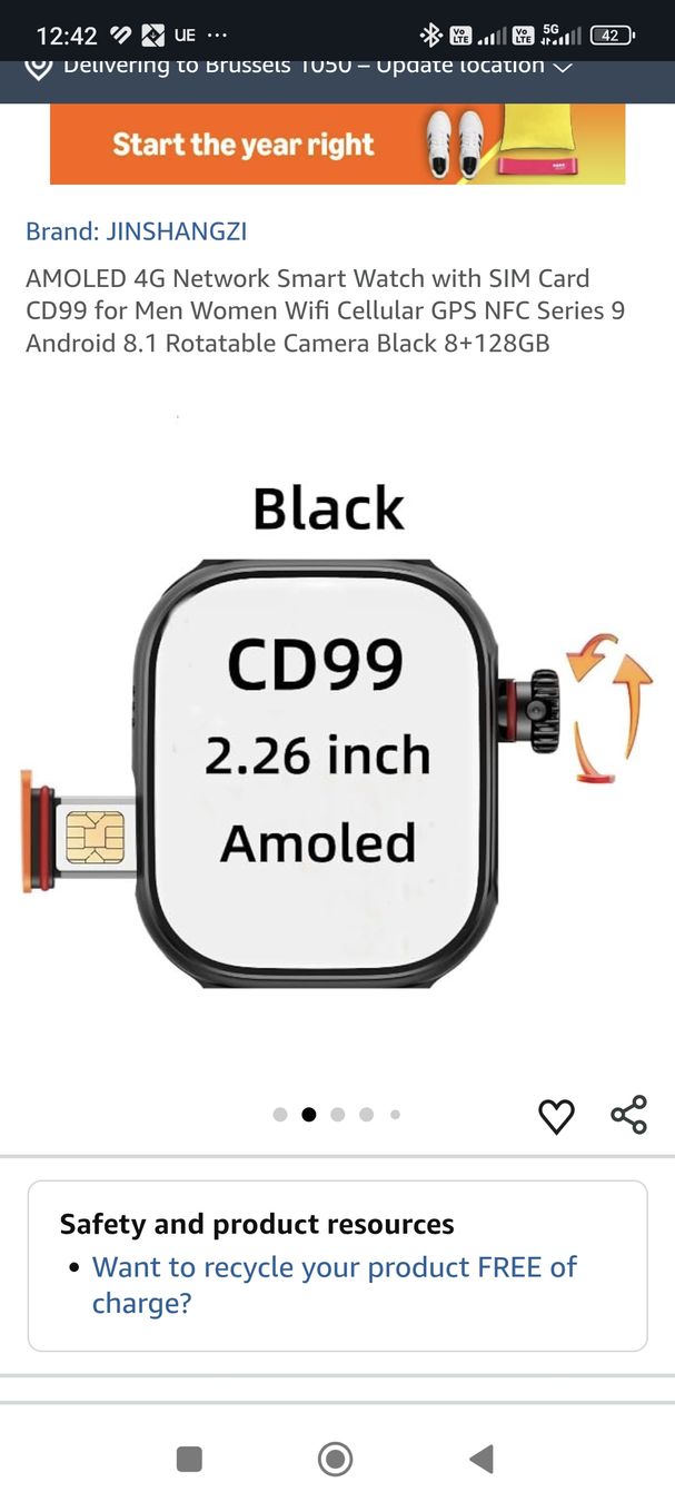 Swatch Smartwatch: CD99 AMOLEdD Android 10 Smartwatch 8GB Ram 128 GB Storage – Nuovo (secondo la descrizione) da Tagelswangen venduto da electro_ 1