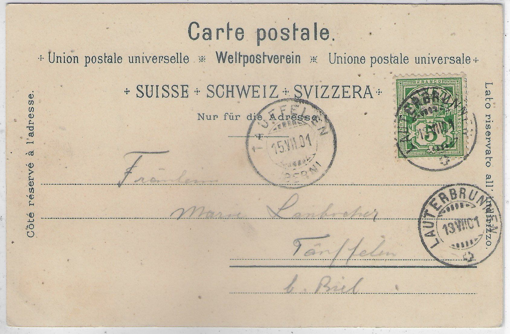 Cartoline postali: Gruss aus Lauterbrunnen - Litho – Usato da Ettingen venduto da Kartenplanet 1