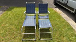 2er Set Campinstühle  mit Fussauflage blau