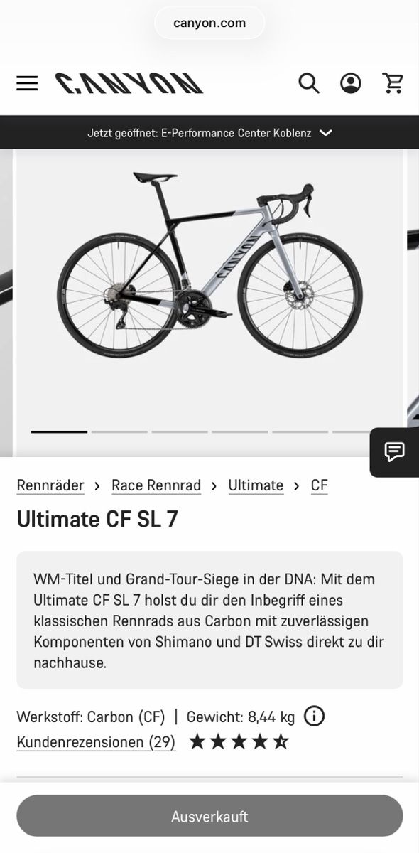 Canyon Biciclette: Canyon Ultimate CF SL 7 - Grösse S – Nuovo (secondo la descrizione) da Winterthur venduto da Fabs19 7