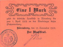 Nörenberg 1 Mark 01.04.1918 VZ++-UNZ