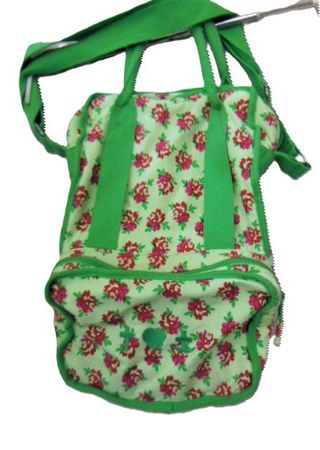 39x30cm tolle Stofftasche von BLUTSGESCHWISTER grün/Rosen