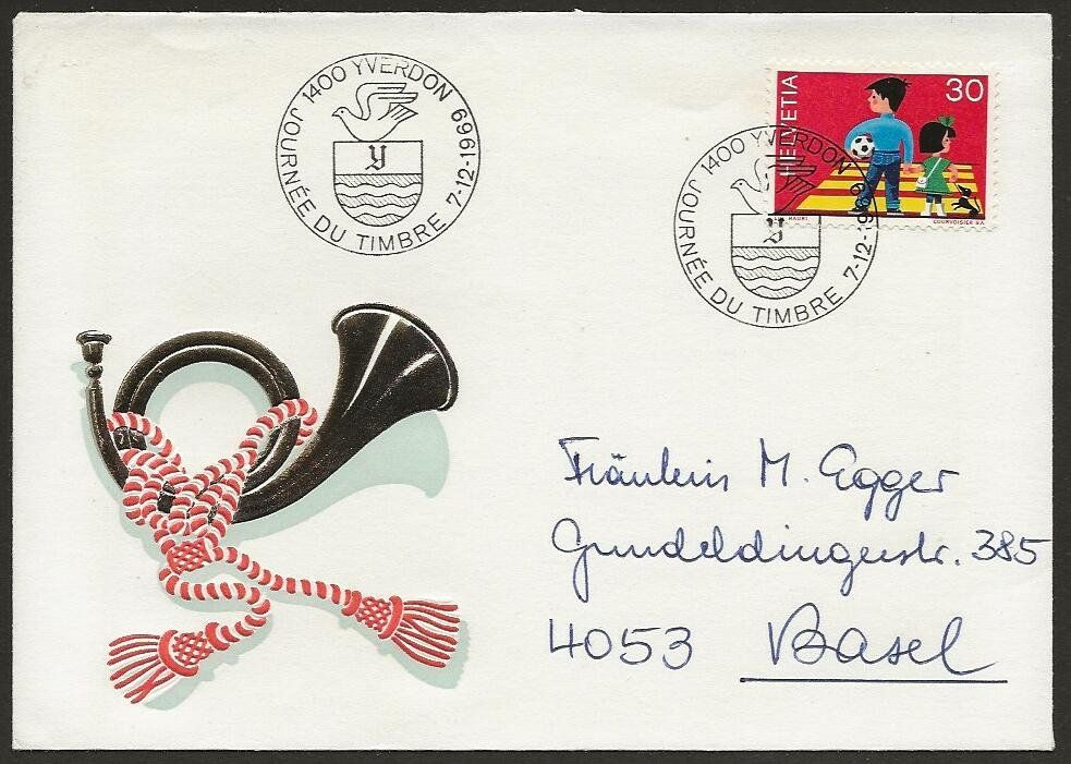 Tutti i francobolli: 1969 Brief Tag der Briefmarke YVERDON – Usato da Arlesheim venduto da kuhnphila