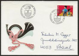1969 Brief Tag der Briefmarke YVERDON