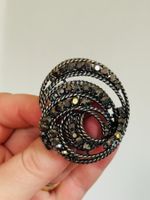 Jolie Broche Vintage Fantaisie Noire et Brillante ✨