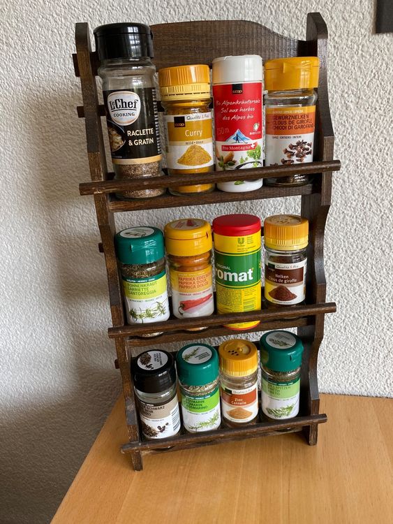 YINMIT Küchenregal Aus Holz – 2-stufiges Thekenregal Für Gewürze & Deko, Rustikales Design