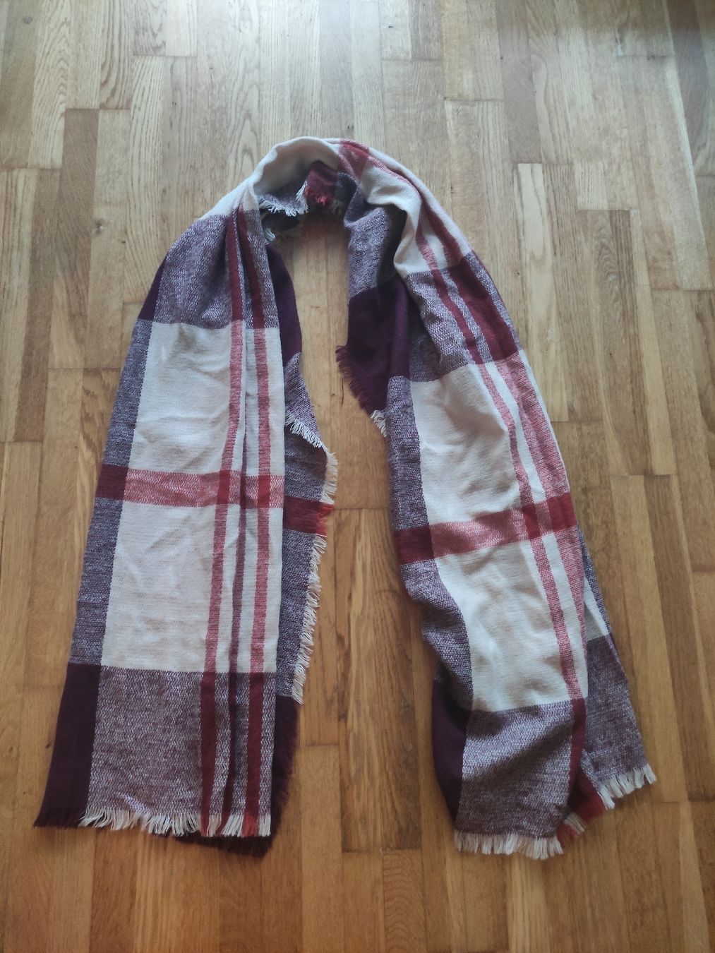 Only Foulard & Sciarpe: Schal Only beige rostrot bordeaux Karomuster – Usato da Schliern b. Köniz venduto da Pecannut 5