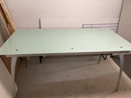 Bürotisch Glastisch Metallgestell 180x90