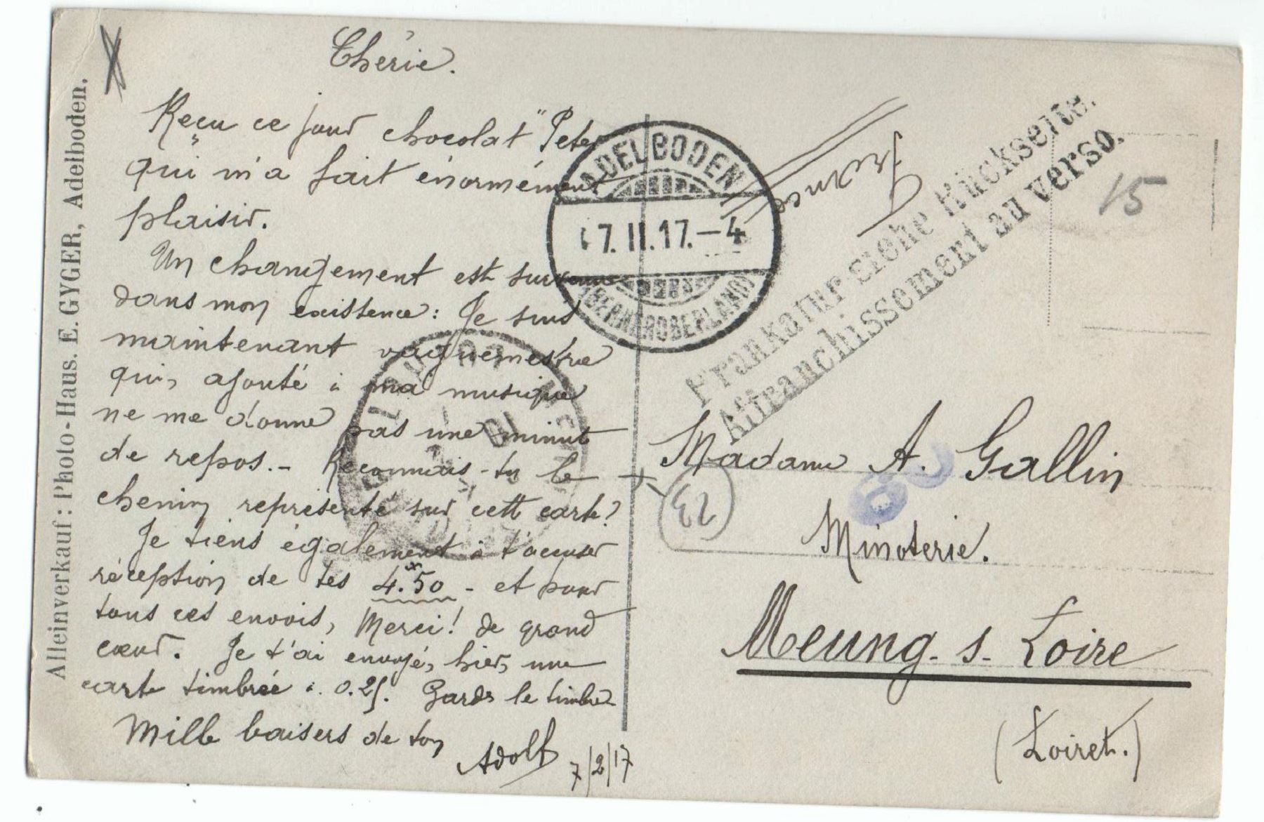 Cartes postales: ADELBODEN Unter der Fluh – D'occasion à Jona par philajona 1