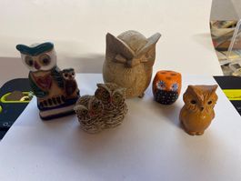 Lot de 5 figurines chouettes et hiboux divers état bon
