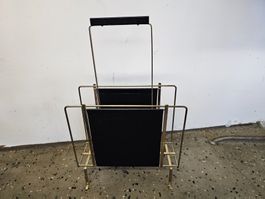 Mid-Century Zeitungsständer Messing Schwarz Vintage 60er