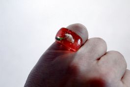 Vintage Space-Age - Ring mit Muschel, Seestern, Seeigel, usw