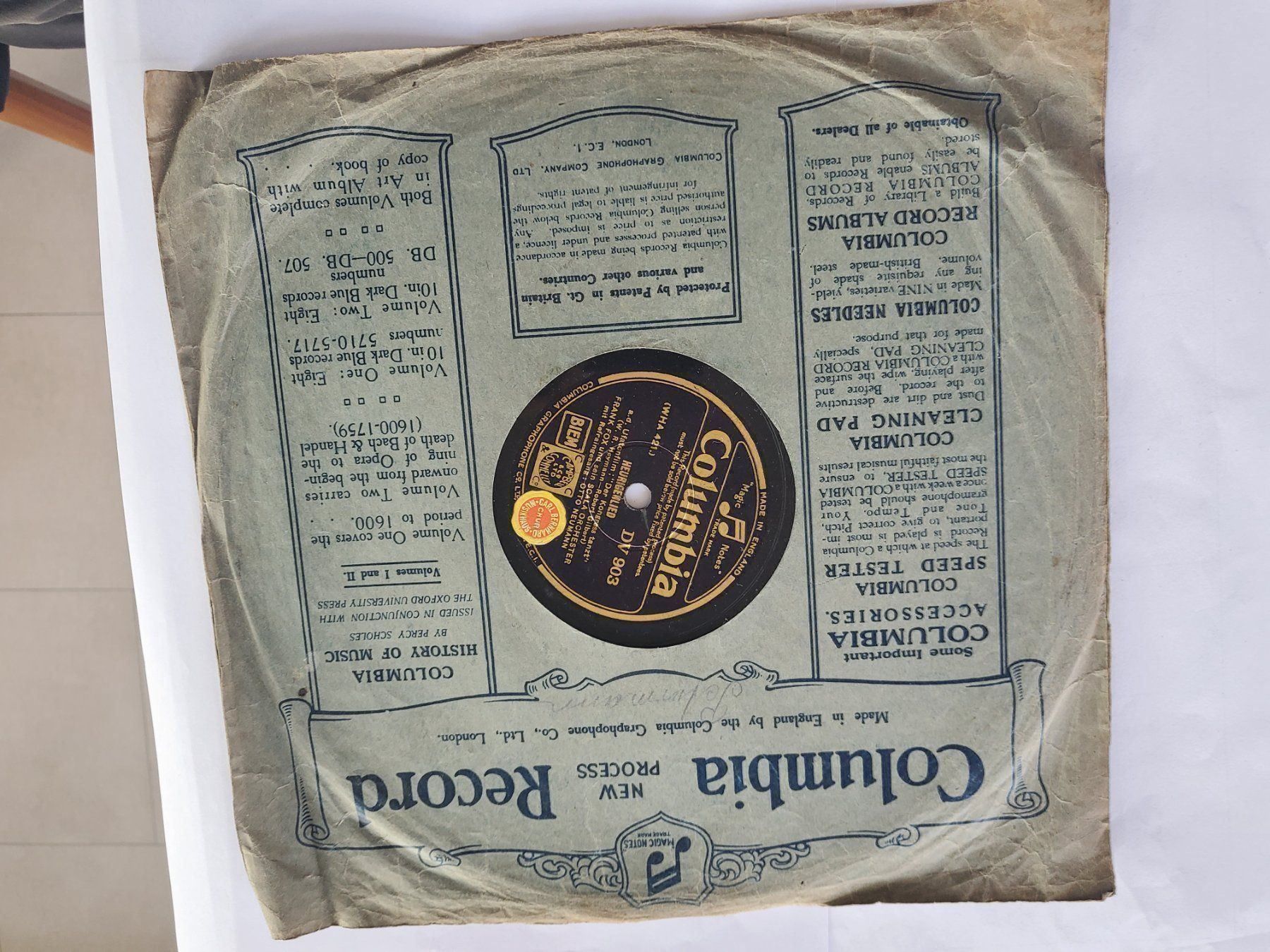 Schallplatten: Schellackplatte WR Heymann Gilbert Saxon Columbia Tanzorch. – Gebraucht aus Unterägeri von 0alfa0 3