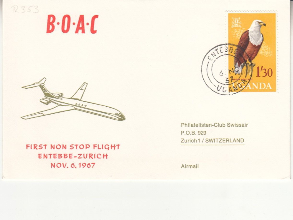 Tutti i francobolli: SLH RF 67.21 a Entebbe - Zürich – Usato da Bürglen TG venduto da StampGraf