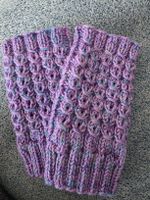 Handgestrickte Pulswärmer lila-türkis, neuwertig,