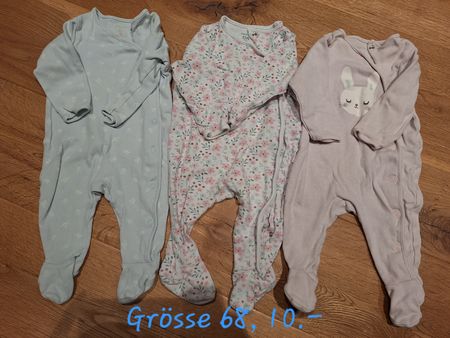 3er Set Strampler Grösse 68, Babystrampler, Frühling 🐣🌷🌸