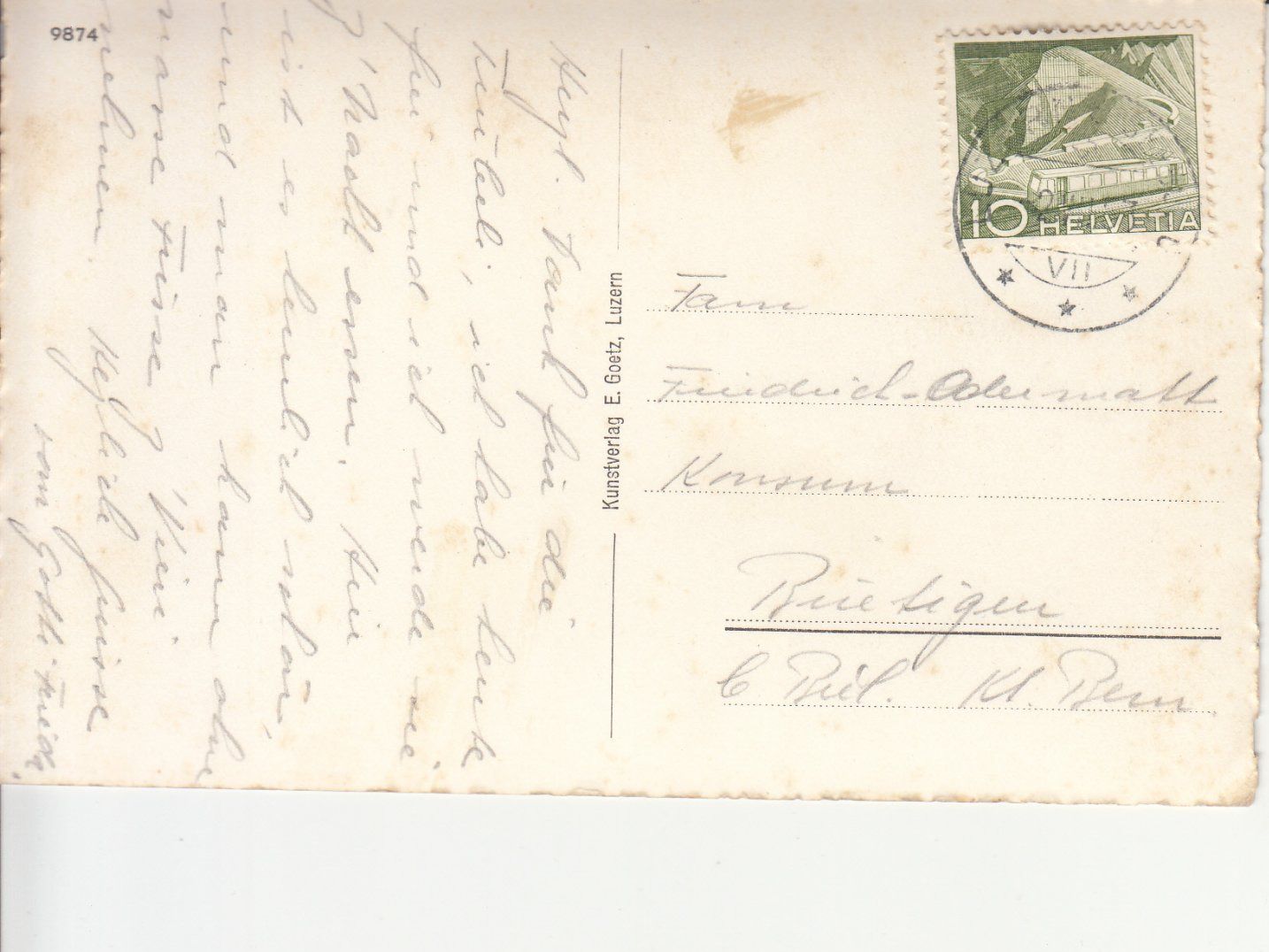 Cartoline postali: Luzern Hermitage 1957 – Usato da Bürglen TG venduto da StampGraf 1