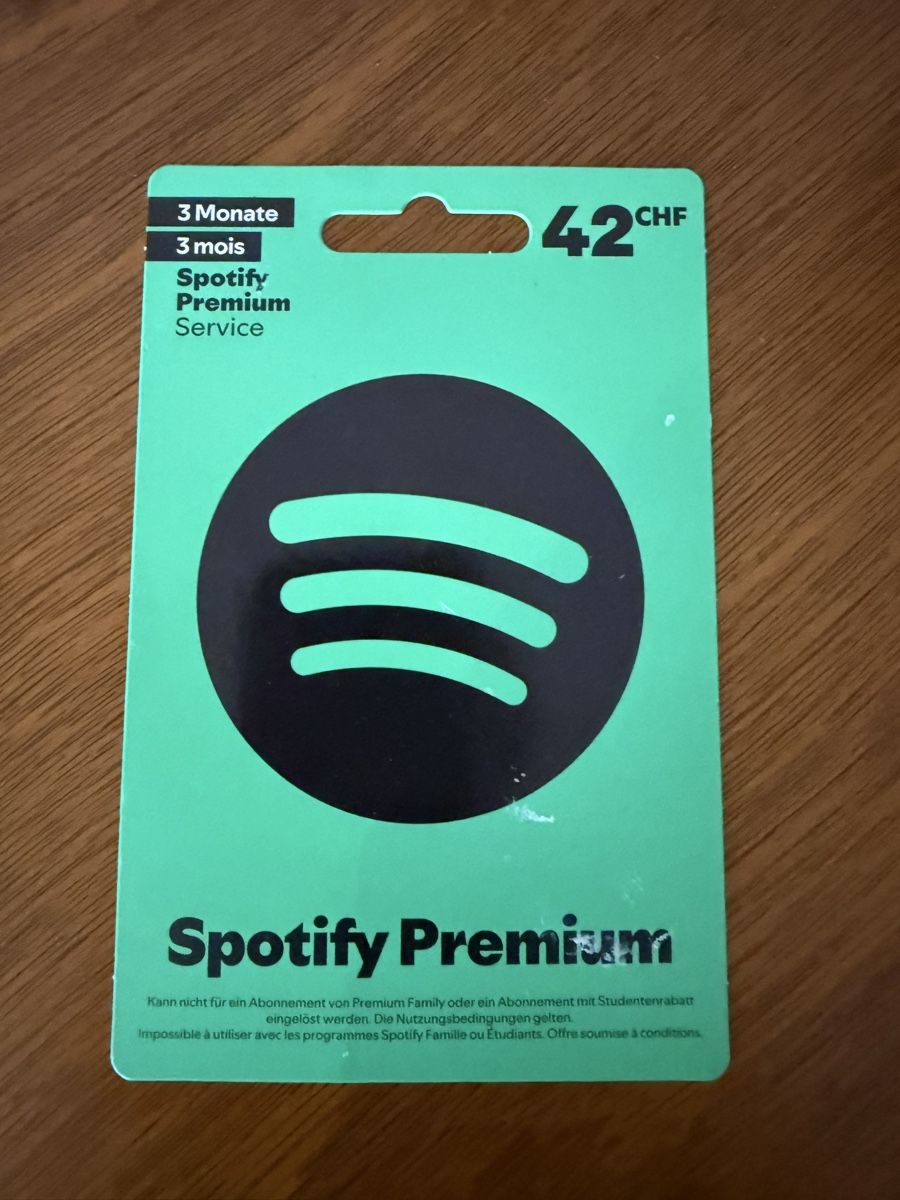 Spotify Gutscheine: Spotify Gutschein 42.- – Neu und originalverpackt aus Mörschwil von Seegurke18