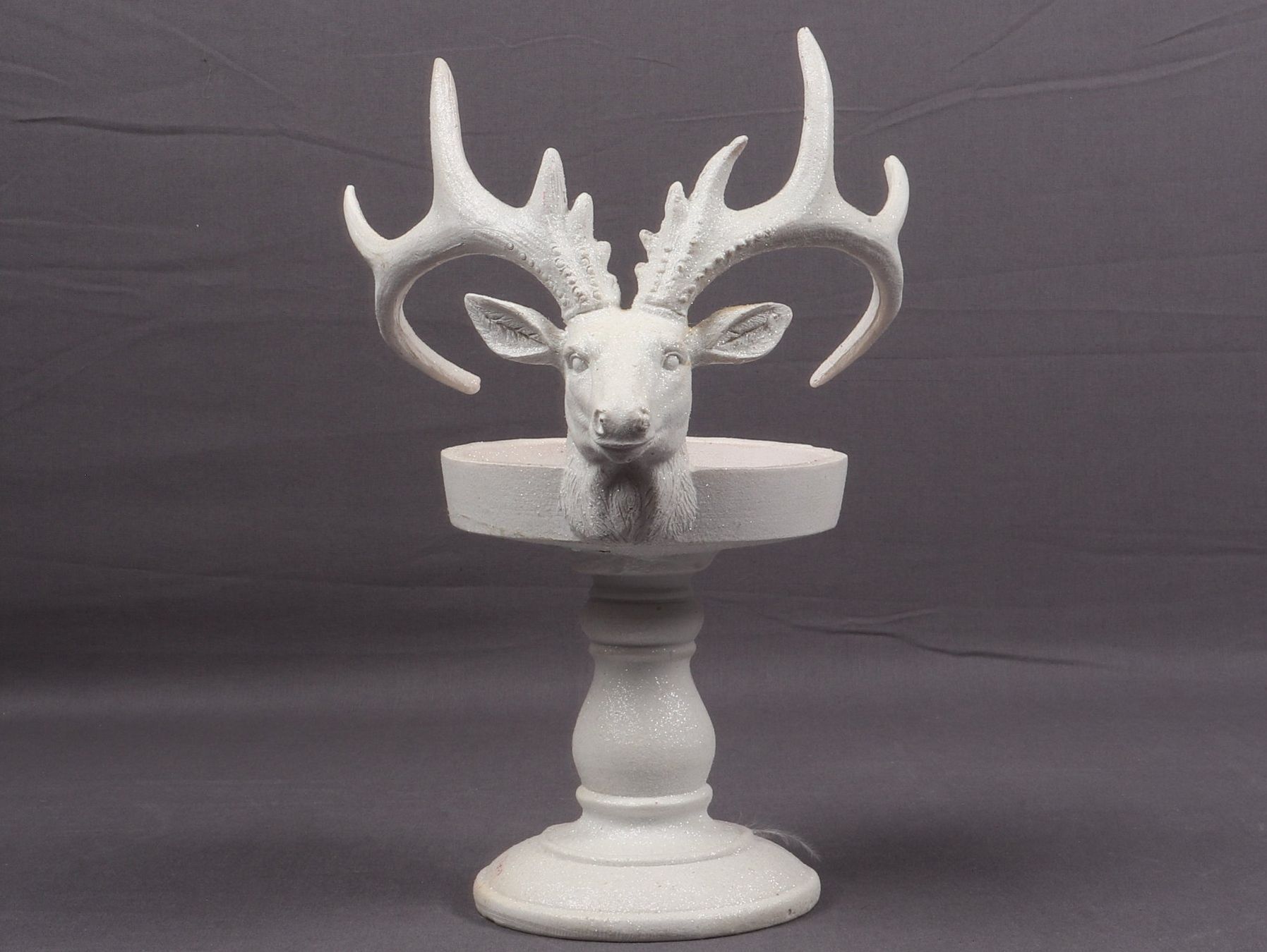 Portacandele: Hirsch Kerzenhalter Weiss mit Glitzer – Usato da Steinen venduto da Restwert_Steinen