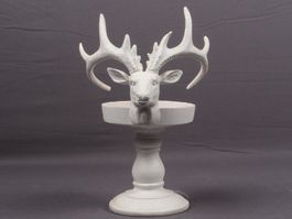 Hirsch Kerzenhalter Weiss mit Glitzer