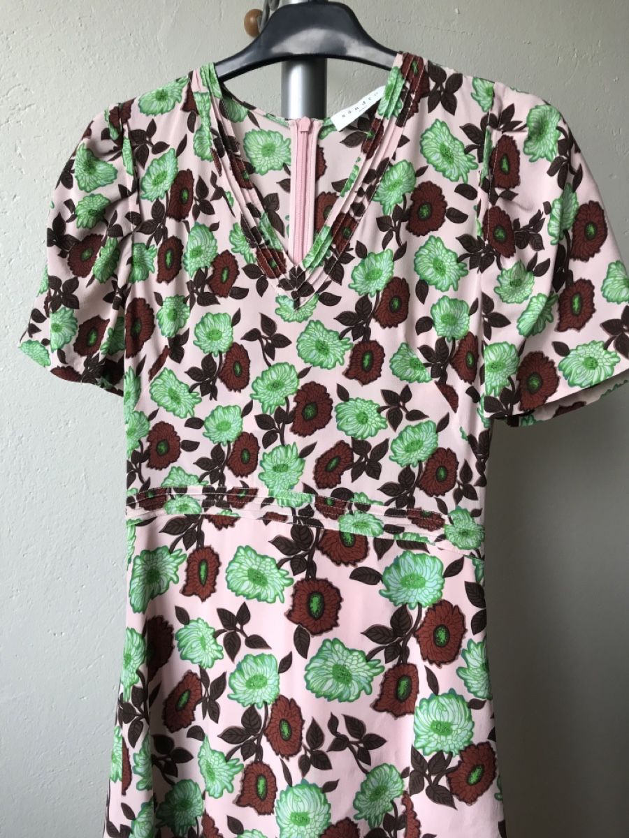 Sandro Kleider: SANDRO - Robe Ajustée, Évasée, t34, 100% Soie à fleurs – Neu (gemäss Beschreibung) aus Morges von sandy069 1