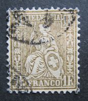 Sitzende Helvetia 1881 1 Franken gestempelt