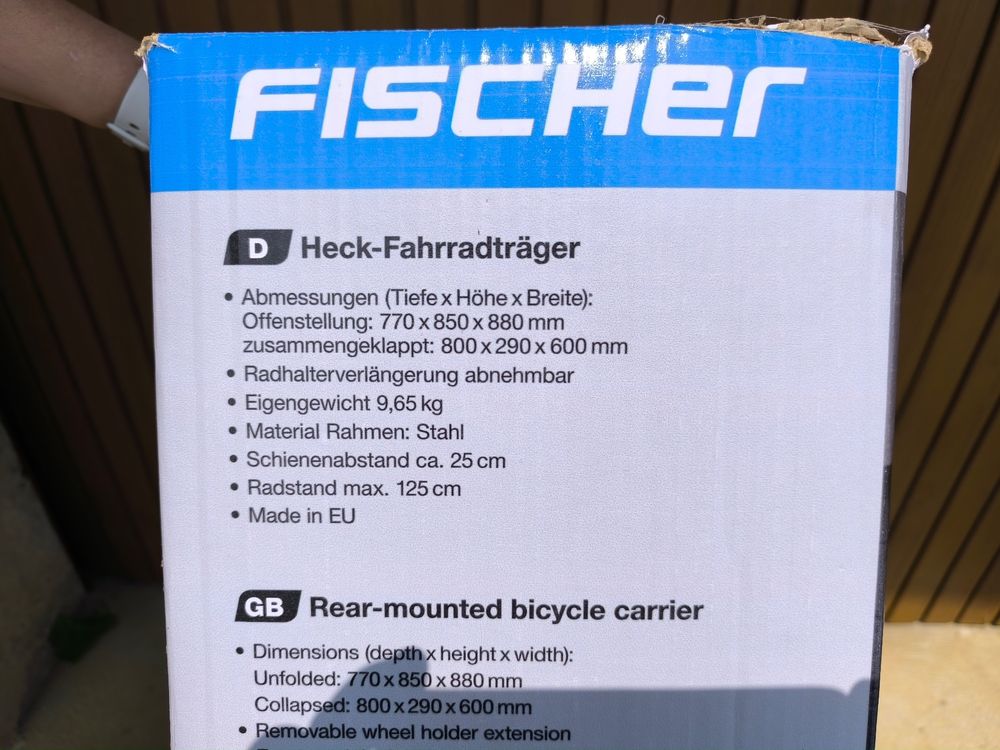 Travi: Fischer Heck-Fahrradträger für E-Bikes | 45 kg – Usato da Bözberg venduto da Dave1964 1