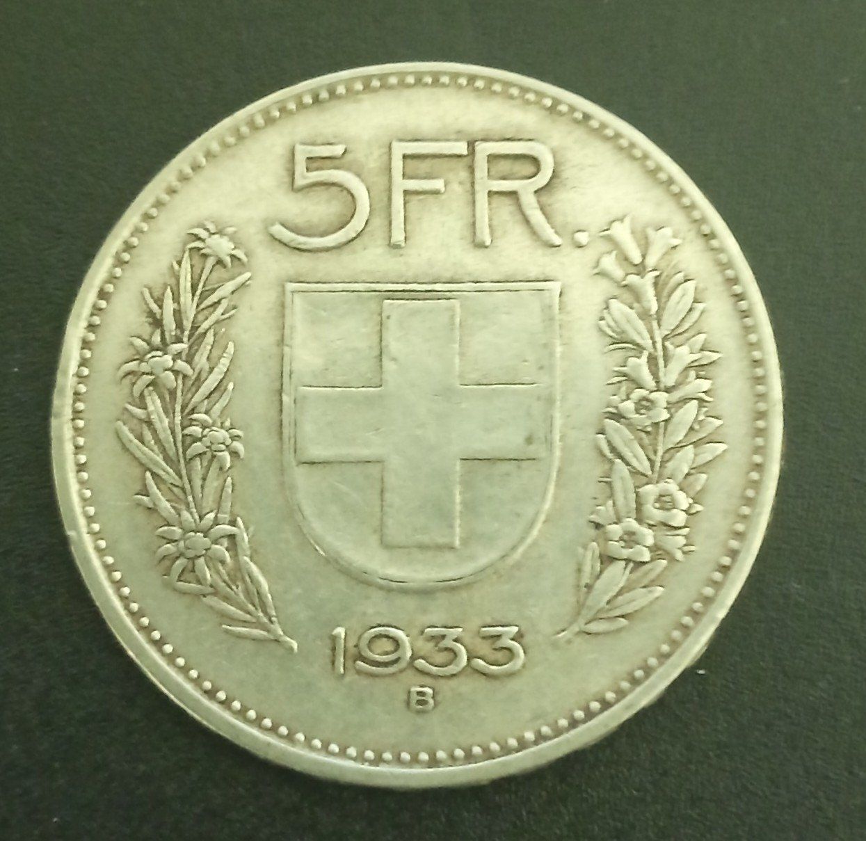 Alle Münzen: 5 Franken Münze 1933 – Gebraucht aus Schwarzenburg von Miri13