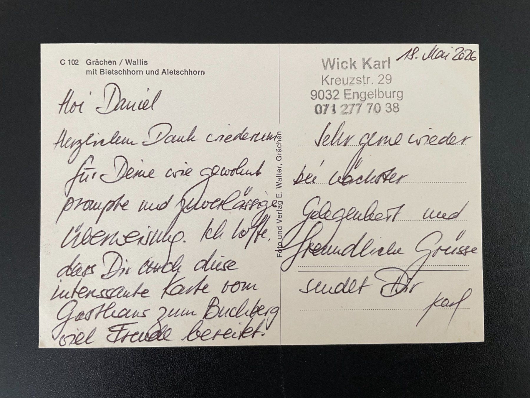 Cartoline postali: AK VS Grächen mit Bietschhorn und Aletschhorn – Usato da Thal venduto da Danny82 1