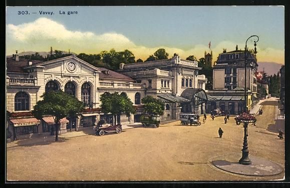 Cartes postales: AK Vevey, La Gare – D'occasion à Berlin par bartko-reher