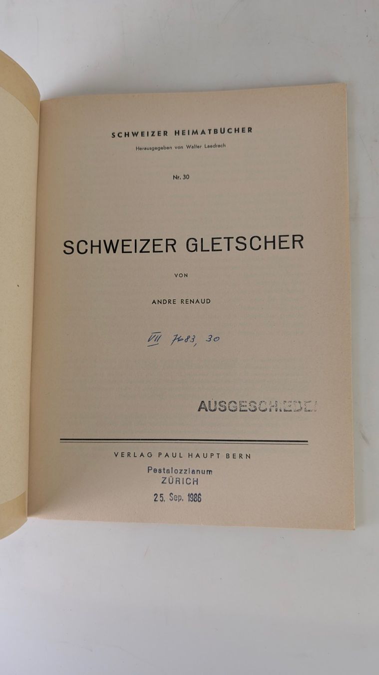 Libri: Schweizer Heimatbücher: Schweizer Gletscher, 1949 – Usato da Zürich venduto da axolottchen 2